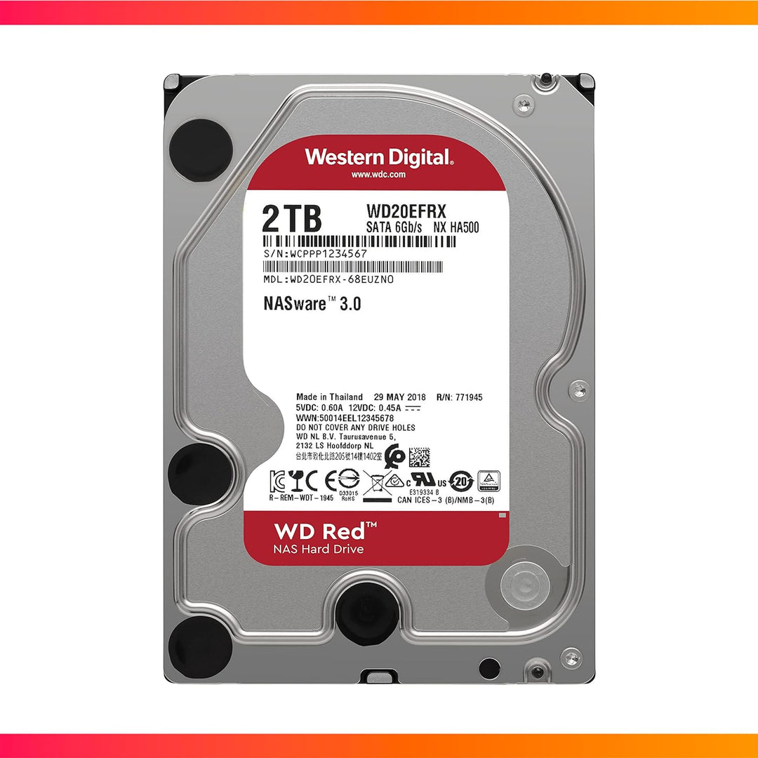 WD Red NAS WD20EFRX Interne Festplatte (2 TB, 8,9 cm (3,5 Zoll), SATA 6 GB/s, Puffer: 64 MB, für My