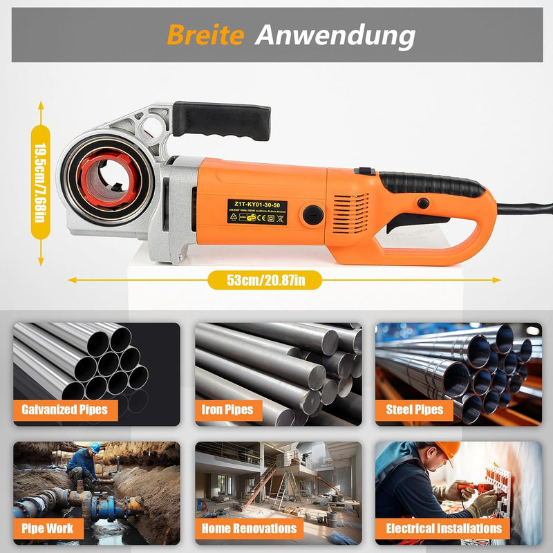 Begoniape 220V 2300W Elektrischer Rohreinfädler, Gewindeschneider Gewindeschneidkluppe, Schneidklupp