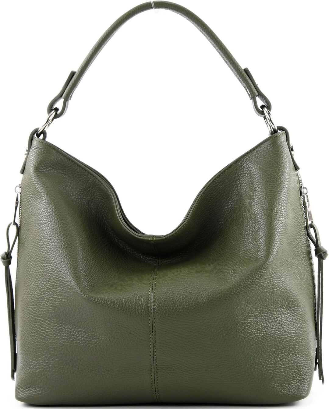 modamoda de Damen Schultertasche, Leder T160 Olivgrün2021, Olivgrün2021