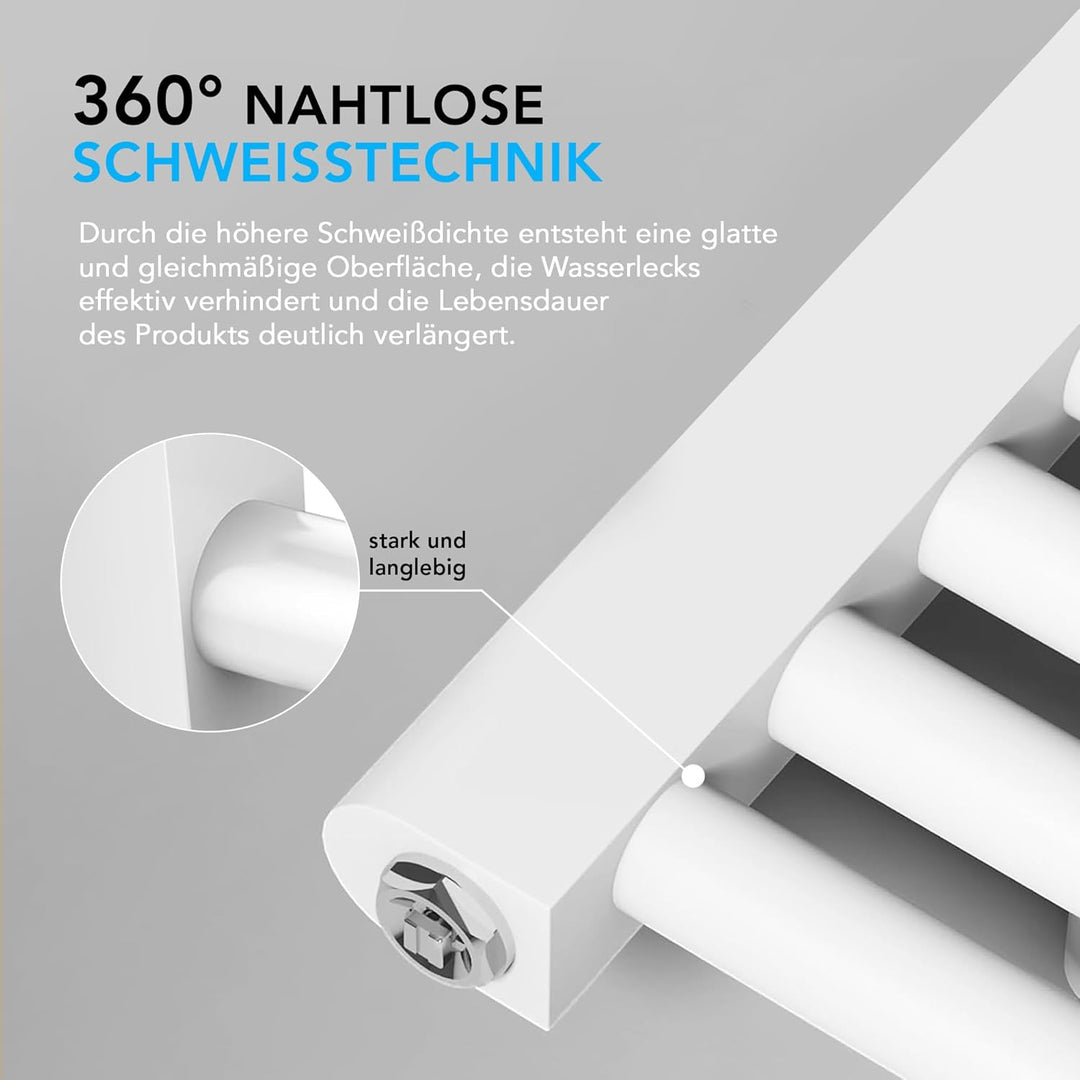 Belvit Badheizkörper, 1400x400 mm, 556 Watt, Mittelanschluss, Nabenabstand 50 mm, Qualitätsstahl, We