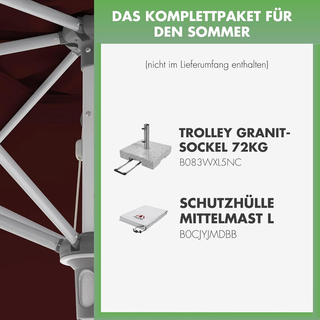 Doppler Sonnenschirm AluPro Neo Kurbel 305cm I 6-eckiger Sonnenschirm für Balkon & Terrasse I Schirm