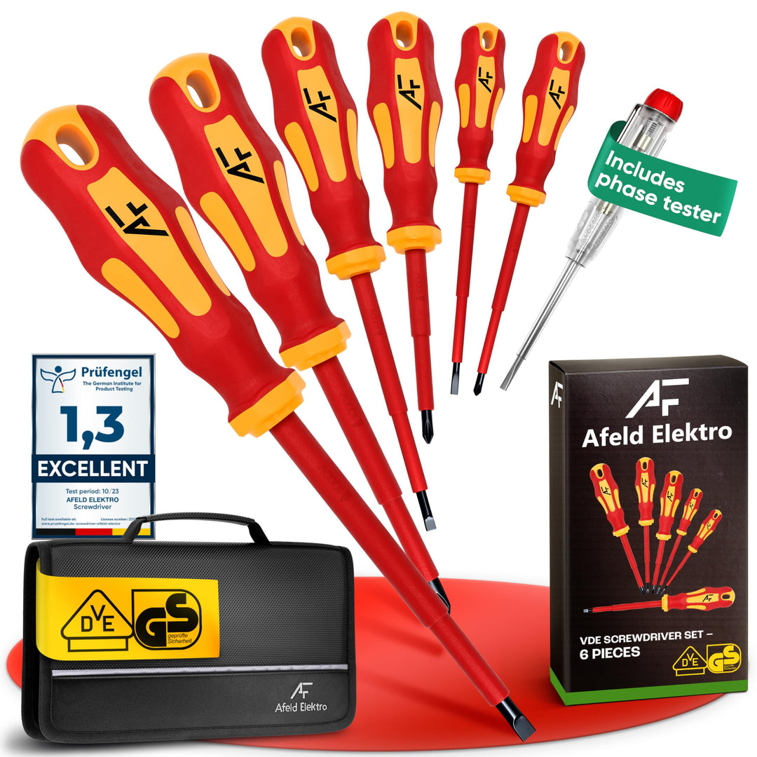 VDE Schraubendreher Set magnetisch - 6-teilig - inkl. Phasenprüfer und Werkzeugtasche - aus S2-Stahl