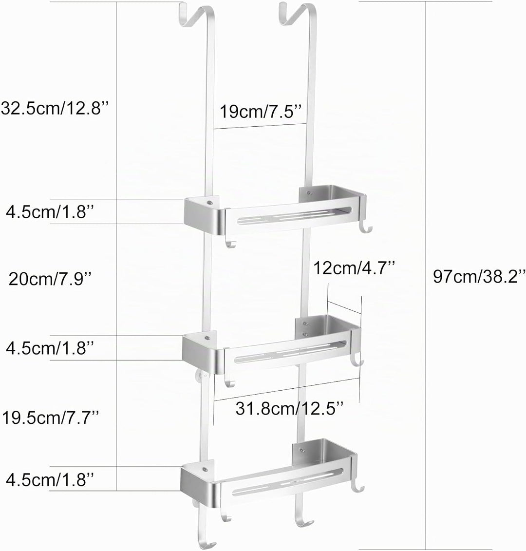 Duschregal zum hängen, Badezimmer-Duschablage, über der Tür hängende Duschablage, rostfreies Alumini
