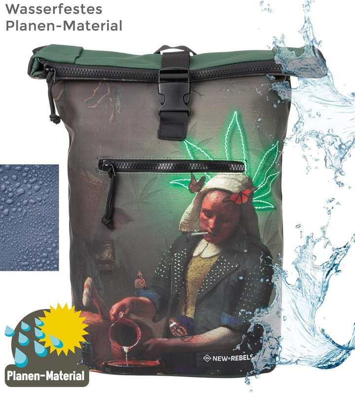 New Rebels Rucksack Plane Time Bag Kurierrucksack Roll-up Fahrradrucksack Sport Fitness + Flasche Ga