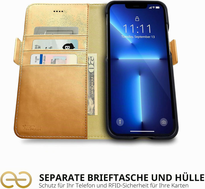 Dreem Fibonacci iPhone 13 Pro Brieftaschen-Etui / 2-in-1 stossfestes Etui und abnehmbares Folio aus