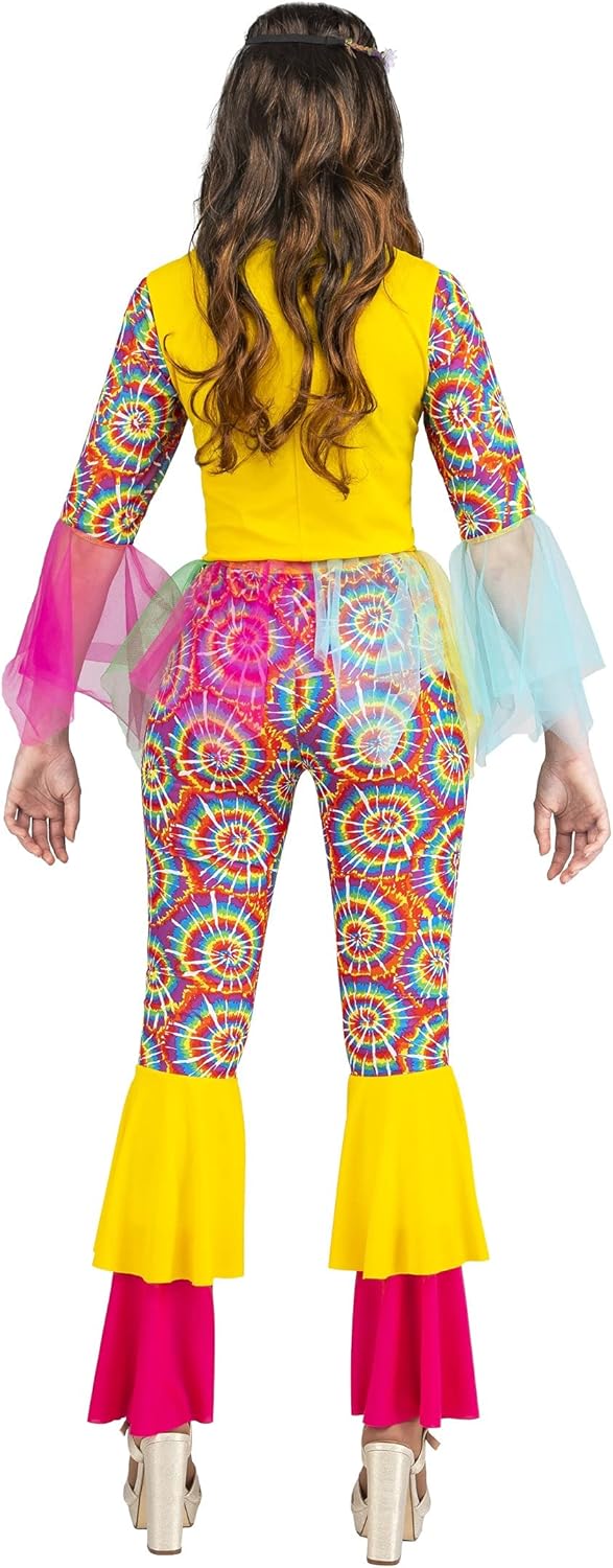 Generique - Stilvolles Hippie-Kostüm für Damen Faschings-Verkleidung mit Tüll bunt - S, S