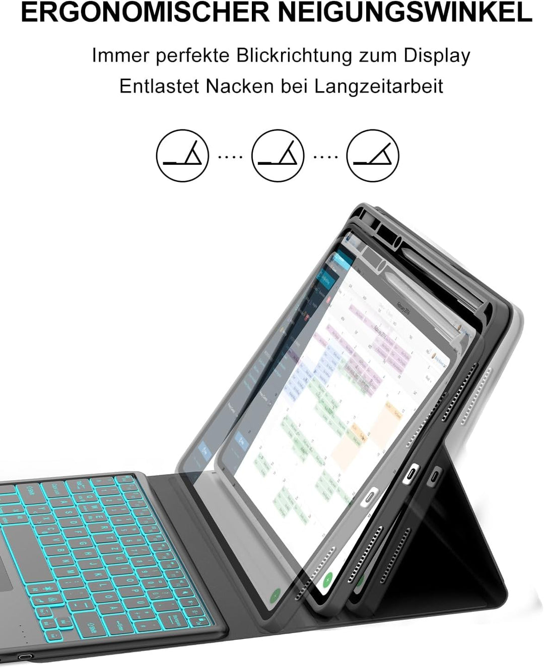 Für Idea Tab Pro 12.7" Hülle mit Touchpad &amp; Beleuchtung QWERTZ | Für Lenovo Idea Tab Pro Tastatur -