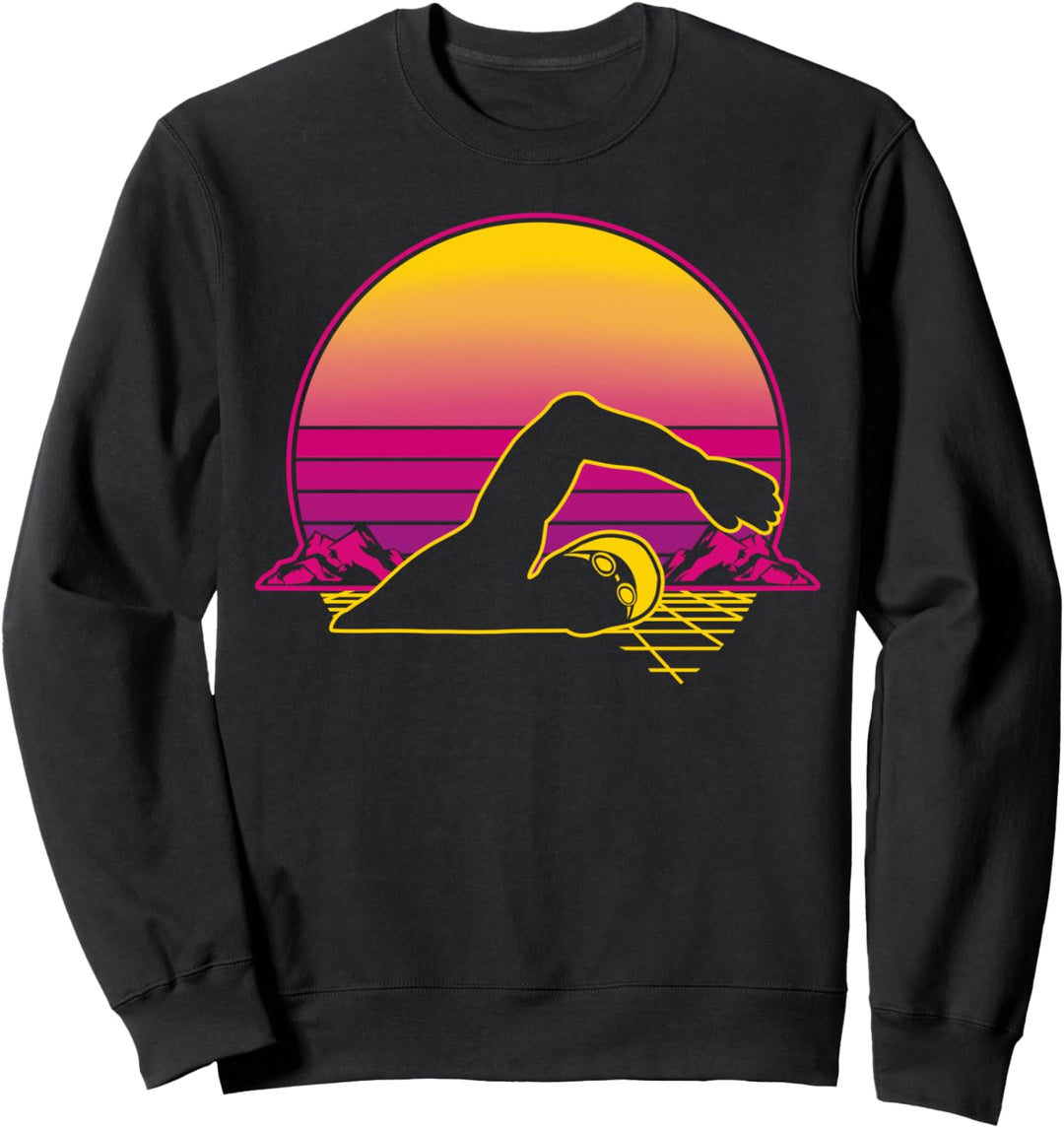 Schwimmen Schwimmer Wassersport Retro Vintage Geschenk Sweatshirt