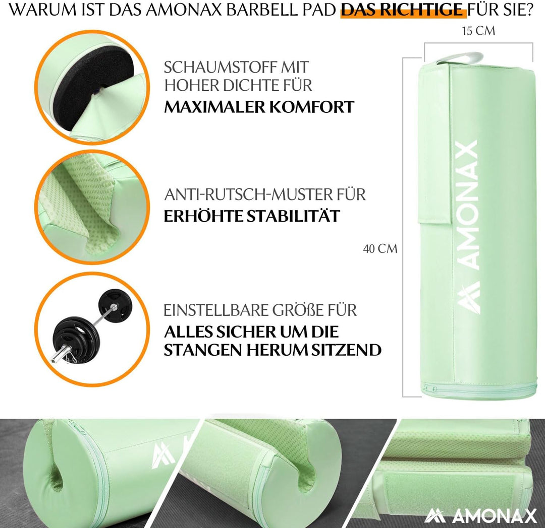AMONAX Hip Thrust Langhantel Polster, Extra Dicke Barbell Pad, Strapazierfähiges Gym Zubehör, Fitnes