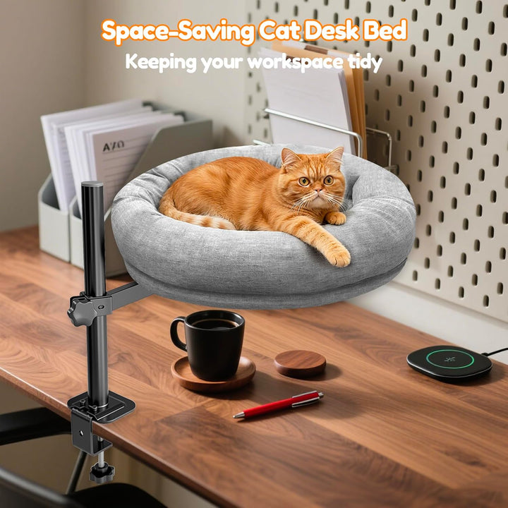 homegroove Katze Schreibtisch Bett, Katze Bett für Schreibtisch mit 360 ° Drehung & Höhenverstellbar