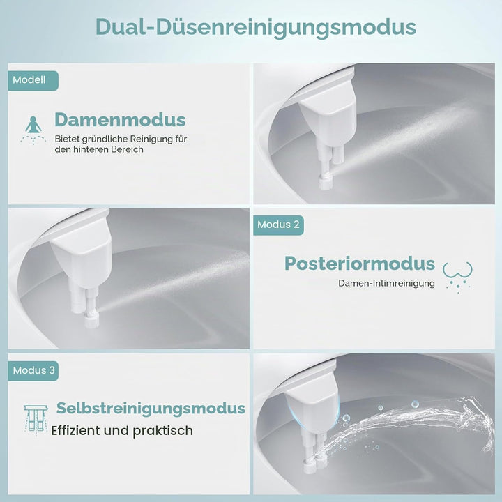 Bidet Aufsatz für Toilette, Nicht Elektrisches Kaltwasser-Bidet mit Einziehbaren Doppel Selbstreinig