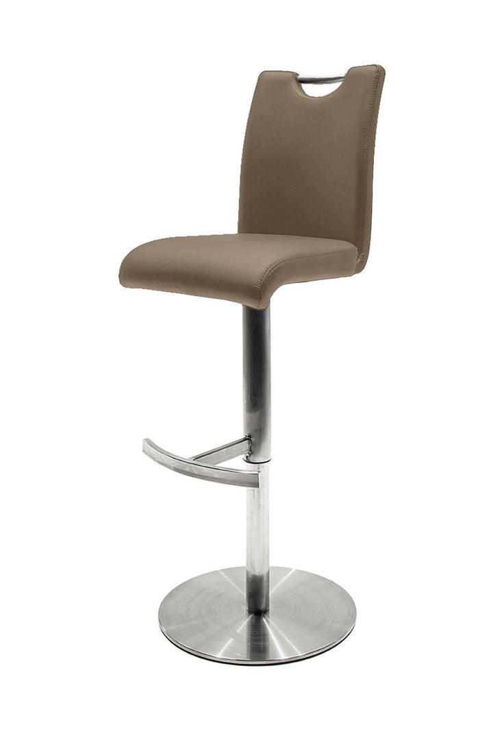 Robas Lund, Stuhl, Barstuhl, Barhocker, Alesi, Edelstahl gebürstet/cappuccino, 42 x 91-116 x 51 cm,
