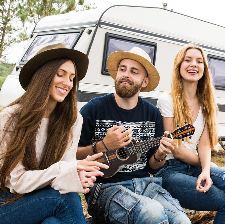 Hricane Konzert-Ukulele Ziricote 23 Zoll Profi Hawaii Ukulelen für Anfänger mit Gigbag Strap Strings