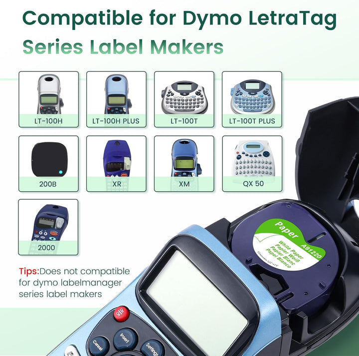 5x MarkField Kompatible für Dymo LetraTag Etikettenband Paper, Kompatible mit Dymo Letratag Papier E