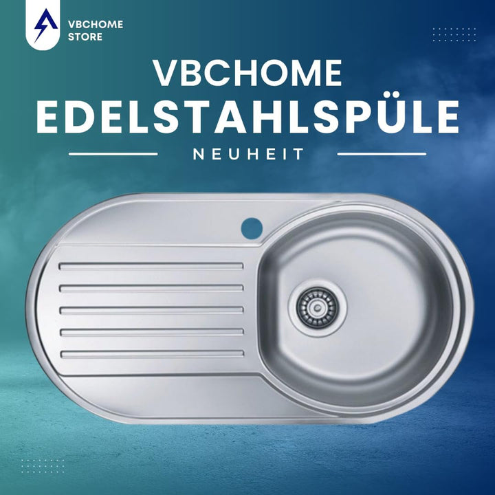 VBChome: Einbauspüle mit Hahnloch 832x437 mm Camping Küchenspüle - Leinenstruktur Alveus Form 30 Spü