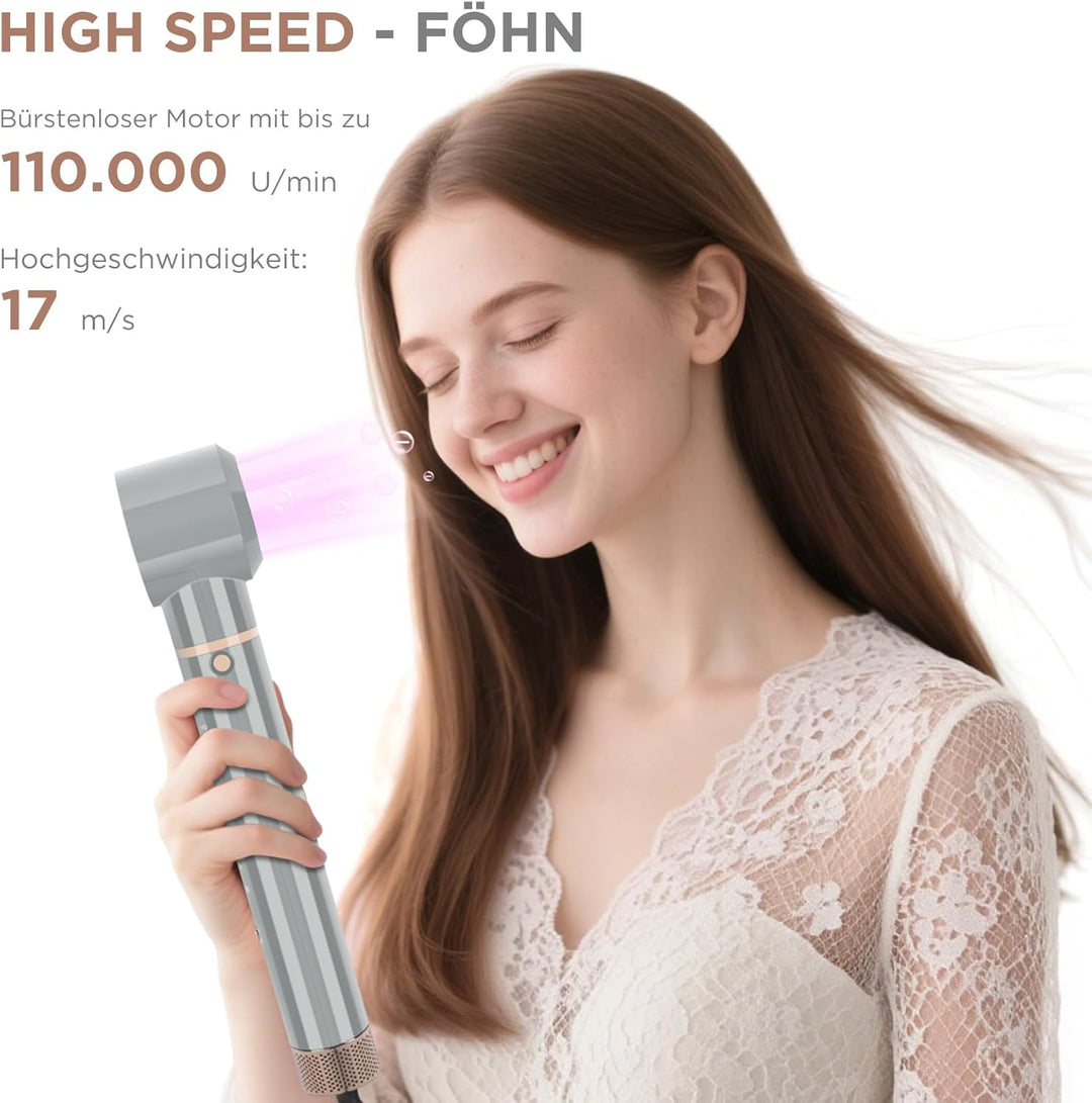 5-in-1 Airstyler & Lockenstab, PARWIN PRO BEAUTY Ionen Föhn Stylingbürsten, 5 Aufsätze Rundbürstenfö