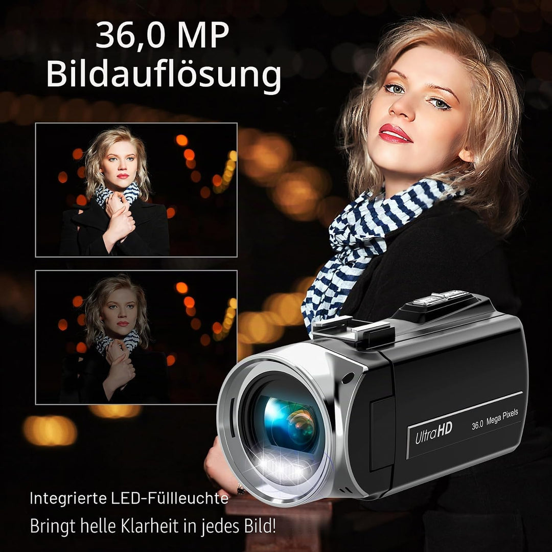 Caméscope vidéo 4K 36 MP Vlogging Caméra Pour Appareil Photo numérique YouTube 30 FPS 3,0 &