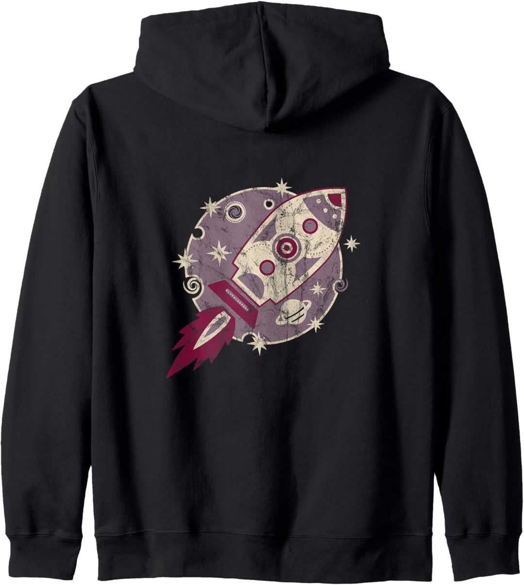 Retro Rakete Planet Sterne Space Galaxie Mond Weltraum Flug Kapuzenjacke