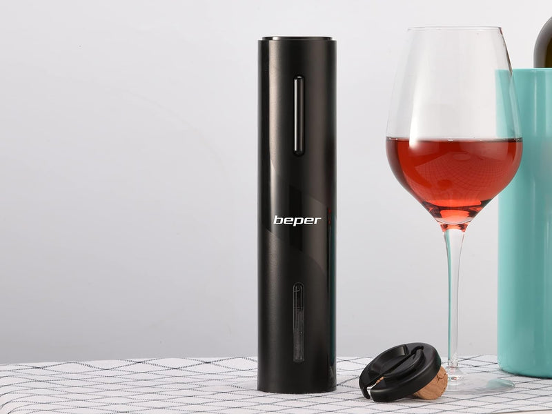 BEPER P102ACP100 -Korkenzieher Wein Elektrisch mit Weinflaschenschneider - Wiederaufladbarer Elektri