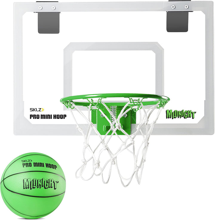 SKLZ Pro Mini Basketballkorb - Indoor Basketballkorb mit Ball Single Mitternacht/leuchtet im Dunkeln