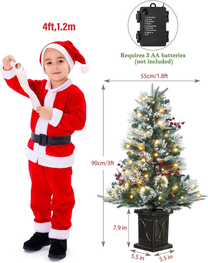 2 PCS 90 cm Künstlicher Weihnachtsbaum Mit 78 Warmweissen LED-Lichtern – Künstlicher Weihnachtsbaum