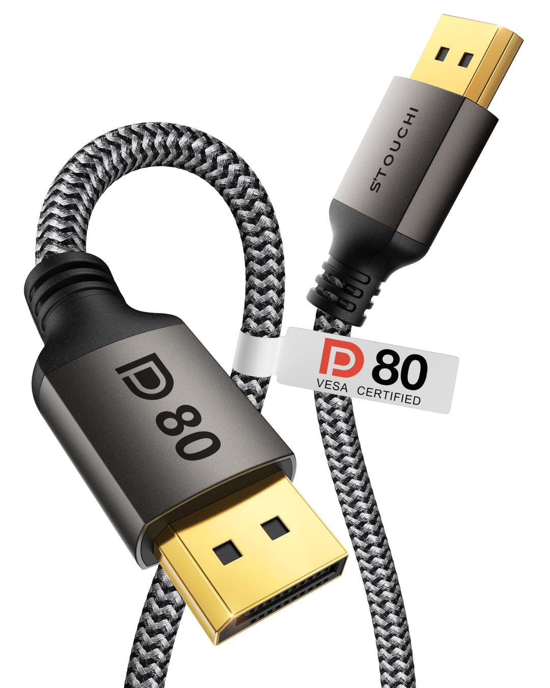 Stouchi DisplayPort Kabel 2.1 0.5M | VESA Zertifiziert | 80 Gbit/s [16K@60Hz | 8K@240Hz | 4K@540Hz]
