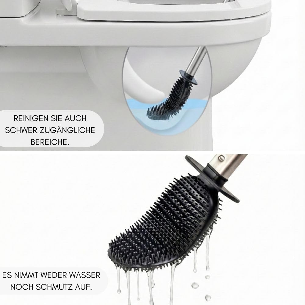 Erreke Toilettenbürste Silikon, Klobürste Silikon, WC Bürste, Klobürste Edelstahl, Toilettenbürste E