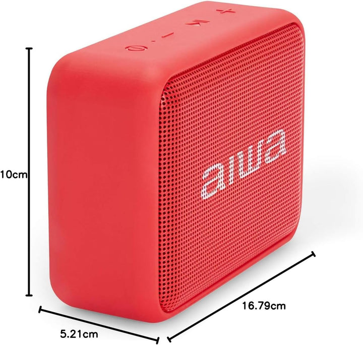 Aiwa BS-200RD Tragbarer kabelloser Bluetooth-Lautsprecher, True Wireless Stereo, wasserdicht, Rot, R