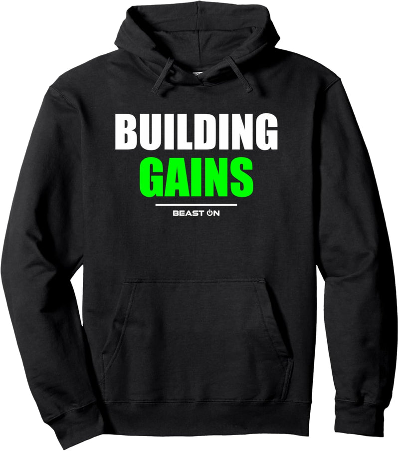 Building Gains Gym Fitness Workout Bodybuilding Grün Print Pullover Hoodie