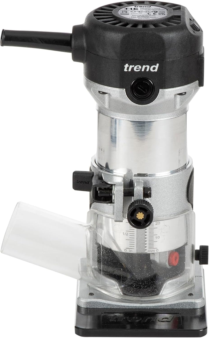 Trend T1 Oberfräse mit erweiterter Trimmbasis, 8mm Spannzange, 710W, 230V, Kompaktes Trimm-Werkzeug,