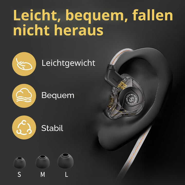 CCZ MC02 In Ear Monitor, In Ear Gaming Kopfhörer 10-mm-Dual-Magnet DD PET-Membran, IEM Kraftvoller B