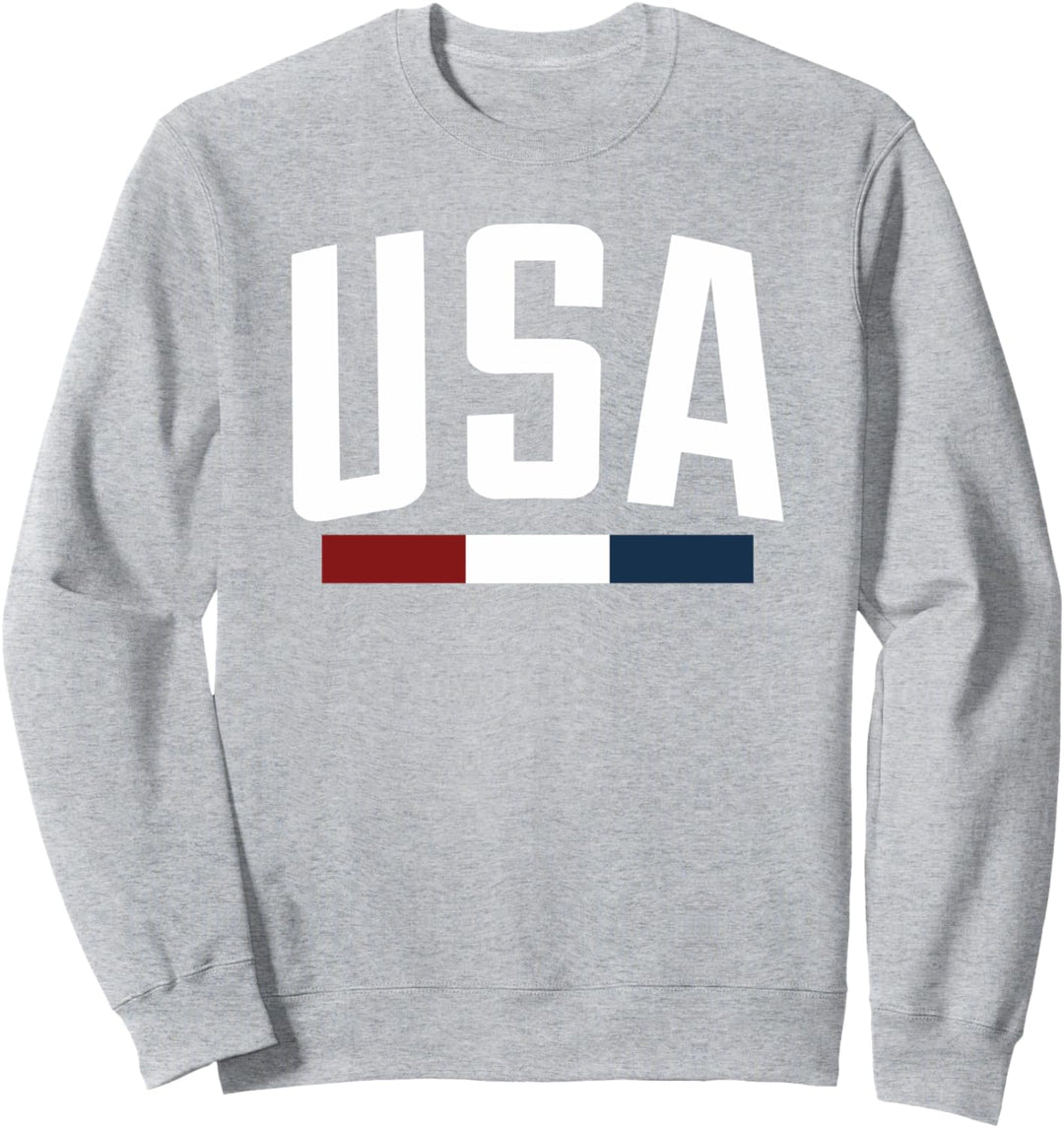 USA Big Bold White Text Flag Stripe Sweatshirt
