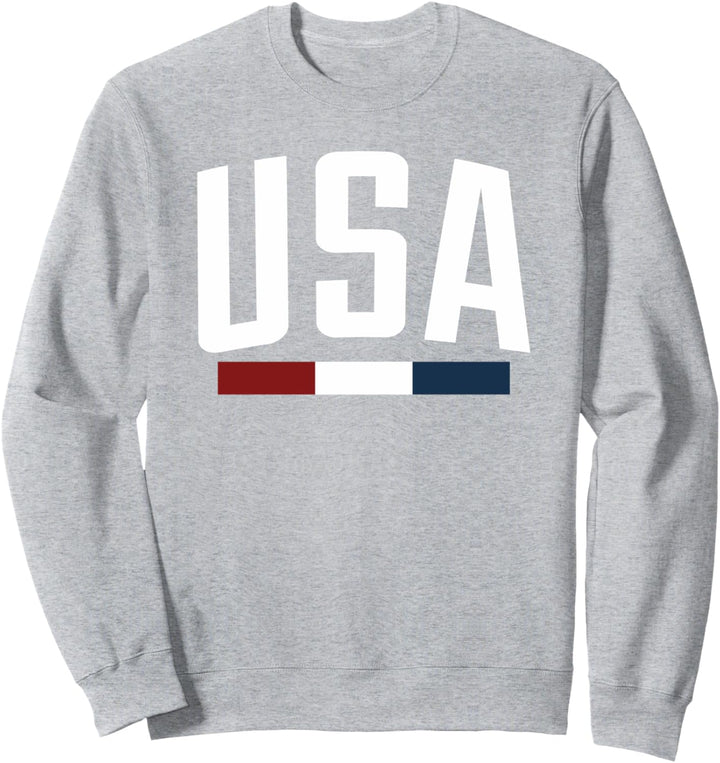 USA Big Bold White Text Flag Stripe Sweatshirt