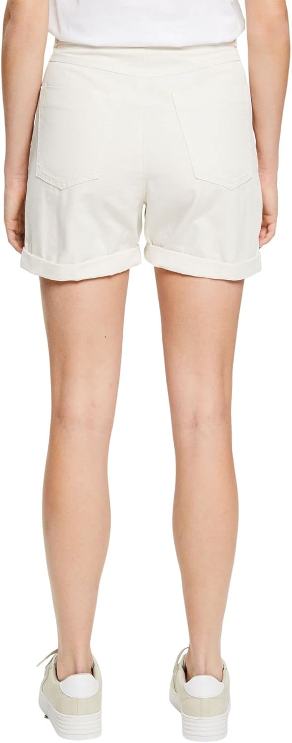 ESPRIT Shorts mit Bindegürtel, Bio-Baumwolle 44 110/Off White, 44 110/Off White