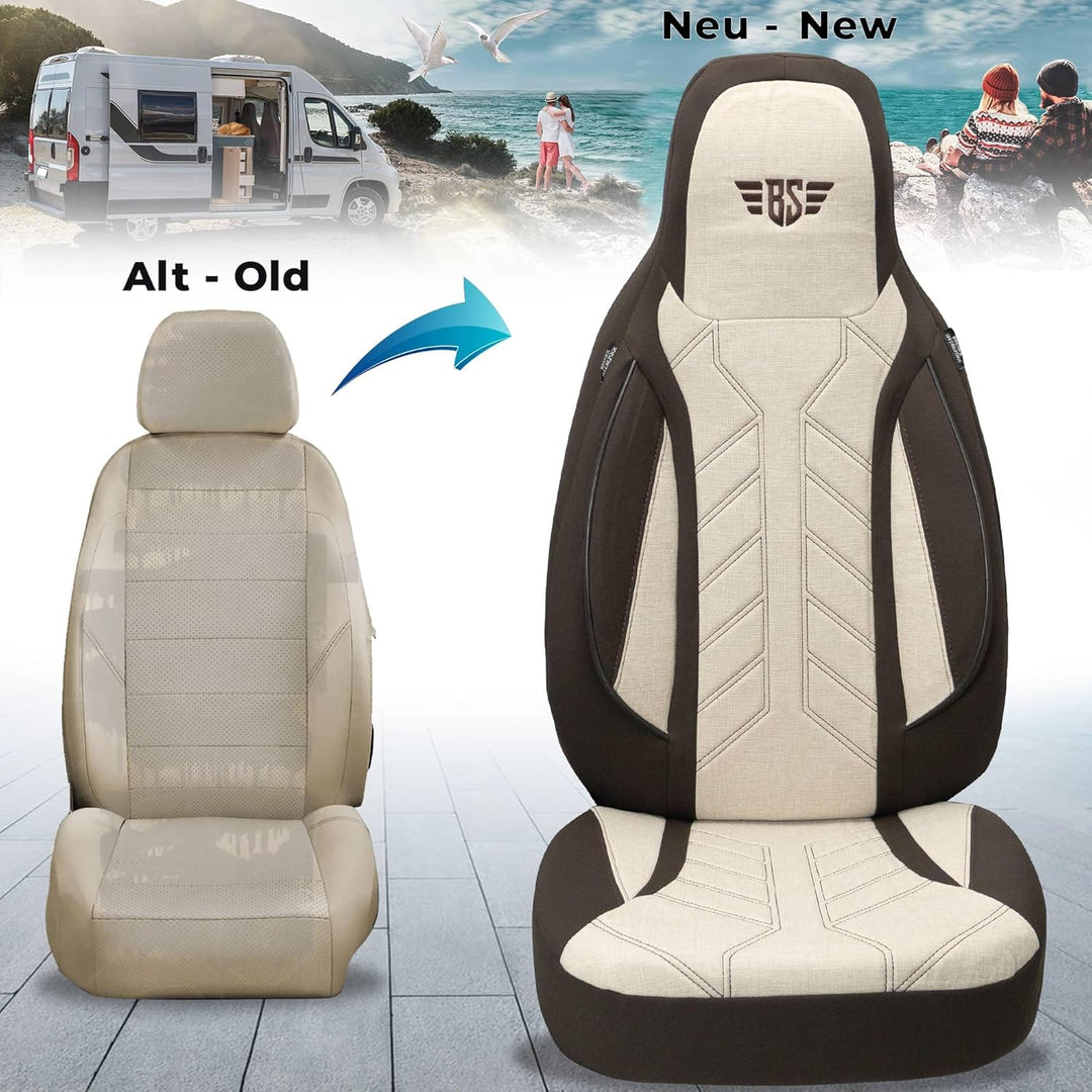 BREMER SITZBEZÜGE Wohnmobil Schonbezüge für FIAT Ducato Jumper Boxer PLKT210 PLKT210 - Braun/Beige,