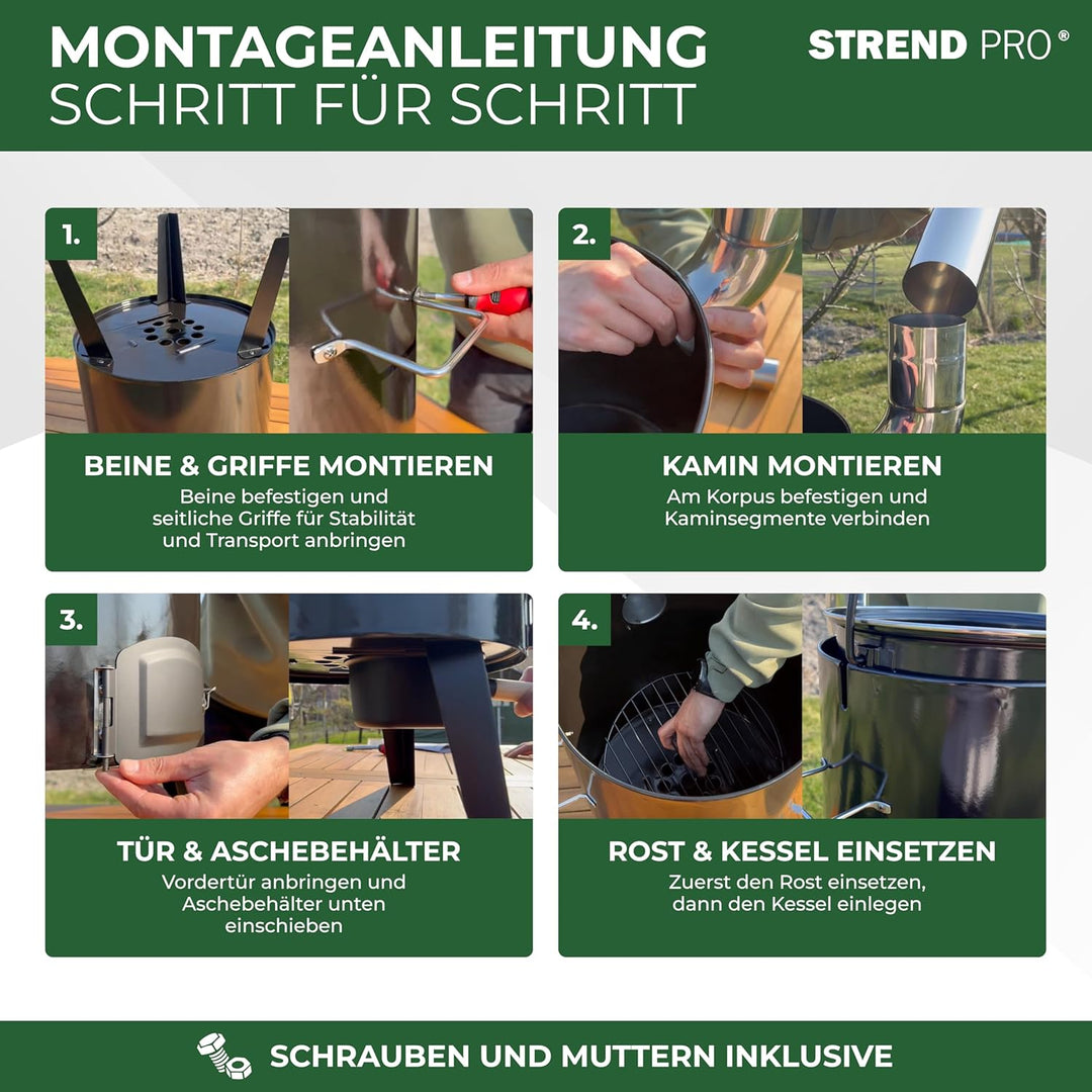 STREND PRO Gulaschkanone 14 Liter Komplett-Set | emaillierter Gulaschkessel Kazan Kasan Gulyas | Out