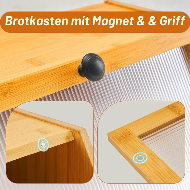 YOUDENOVA Brotkasten mit Schneidebrett, Bambus Aufbewahrungsbox, Holz Brotkorb Boxen Aufbewahrung Br