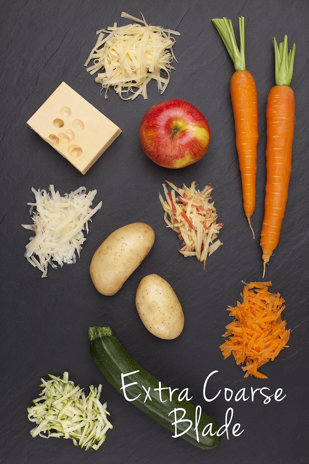 Microplane Küchenreibe Sehr Grob für Kartoffel, Zucchini, Karotte, Apfel, Kohl und Käse in Schwarz m