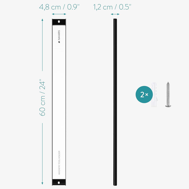 Navaris 1x Werkzeug Magnetleiste 60cm lang - Werkzeughalter Magnetband Wand Leiste Magnethalter - We