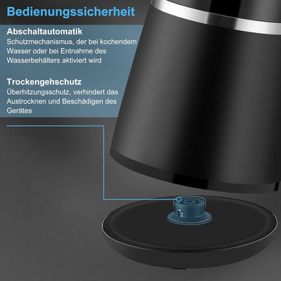 WANNYTON Edelstahl Wasserkocher 1,7 L mit Temperatureinstellung Temperaturwahl (40-100℃), 2200 W, BP