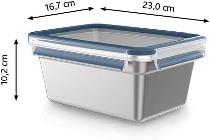 Emsa N11506 Clip & Close Edelstahl Frischhaltedose | rechteckig | Fassungsvermögen: 2,0 L | nachhalt