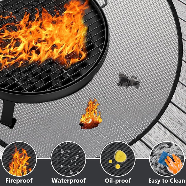 Faltbare Grillunterlage Bodenschutz, Wasserbeständige Grillmatte für BBQ Grills, Kamin, Boden, Rasen