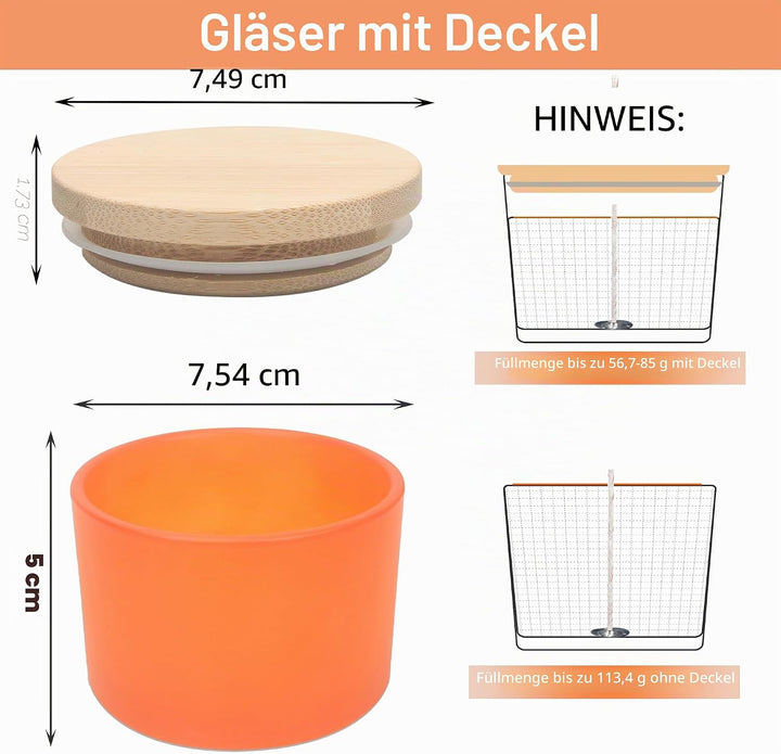 MILIVIXAY 20 Stück 118 ml Herbstkerzengläser mit Deckel und Kerzenherstellungs-Kits – grosse breite