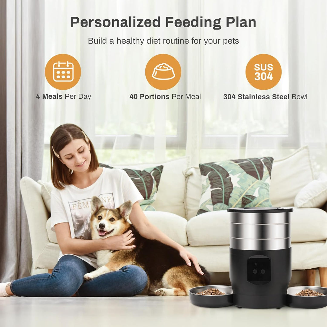 Futterspender für Katzen, automatisch, 4,5 l, programmierbar für 10 Mahlzeiten, Sprachfunktion 10 Se