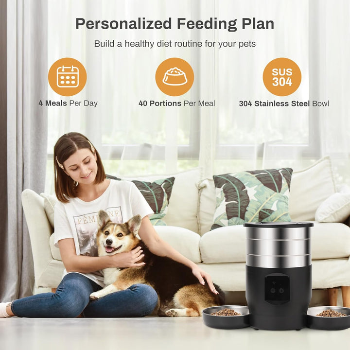 Futterspender für Katzen, automatisch, 4,5 l, programmierbar für 10 Mahlzeiten, Sprachfunktion 10 Se