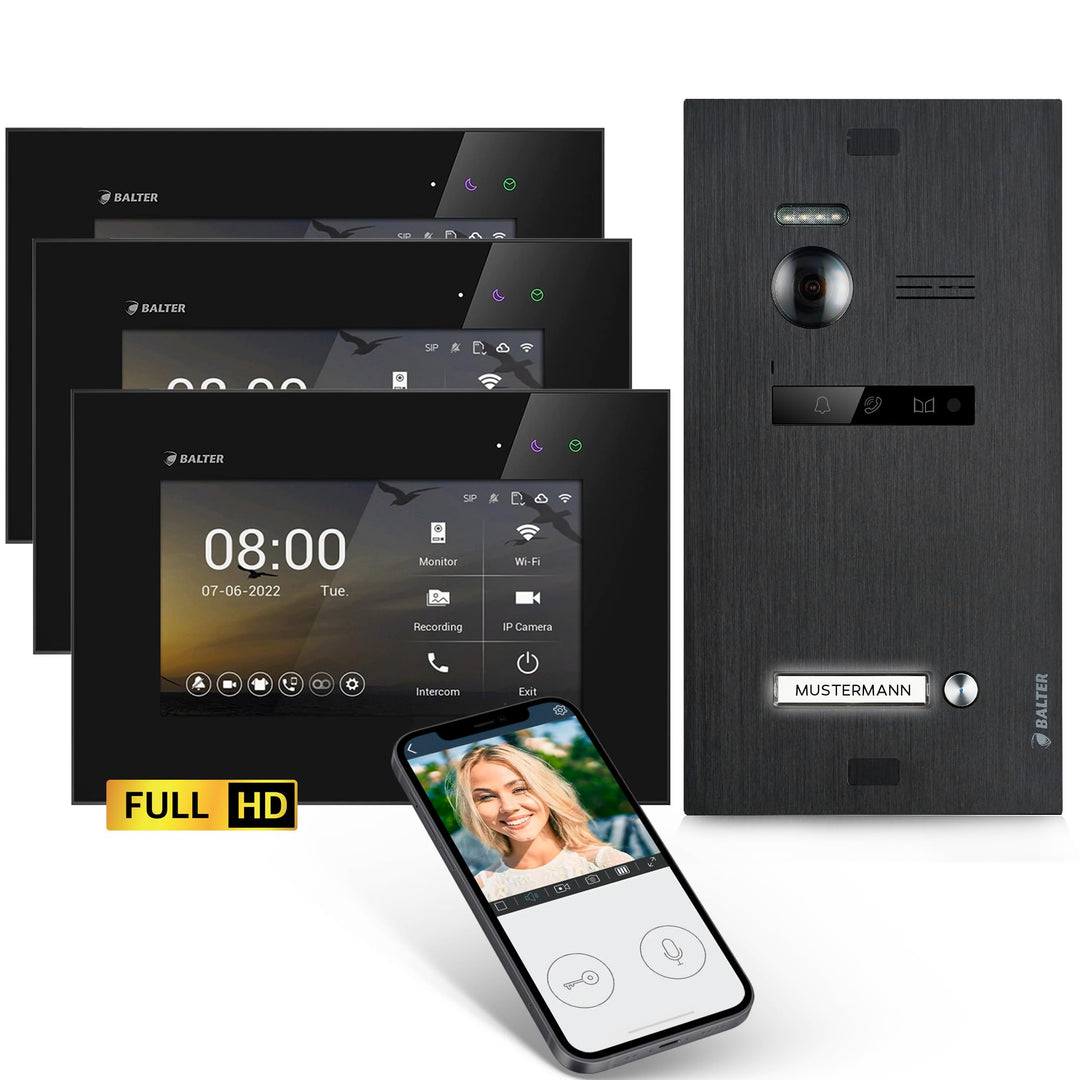 Balter EVO-HD Video Türsprechanlage, Video Türklingel mit Kamera, Smartphone App, 1 Familienhaus Kli