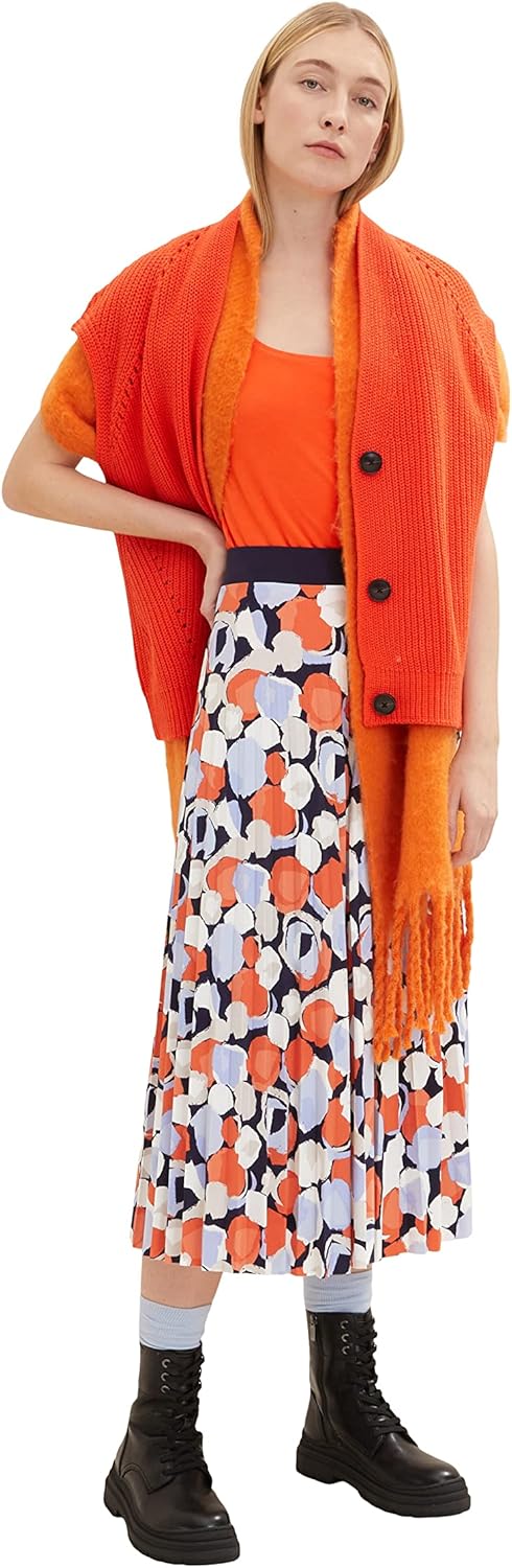 TOM TAILOR Damen Plissee Rock 46 31116 - Navy Flower Design, 46 31116 - Navy Flower Design