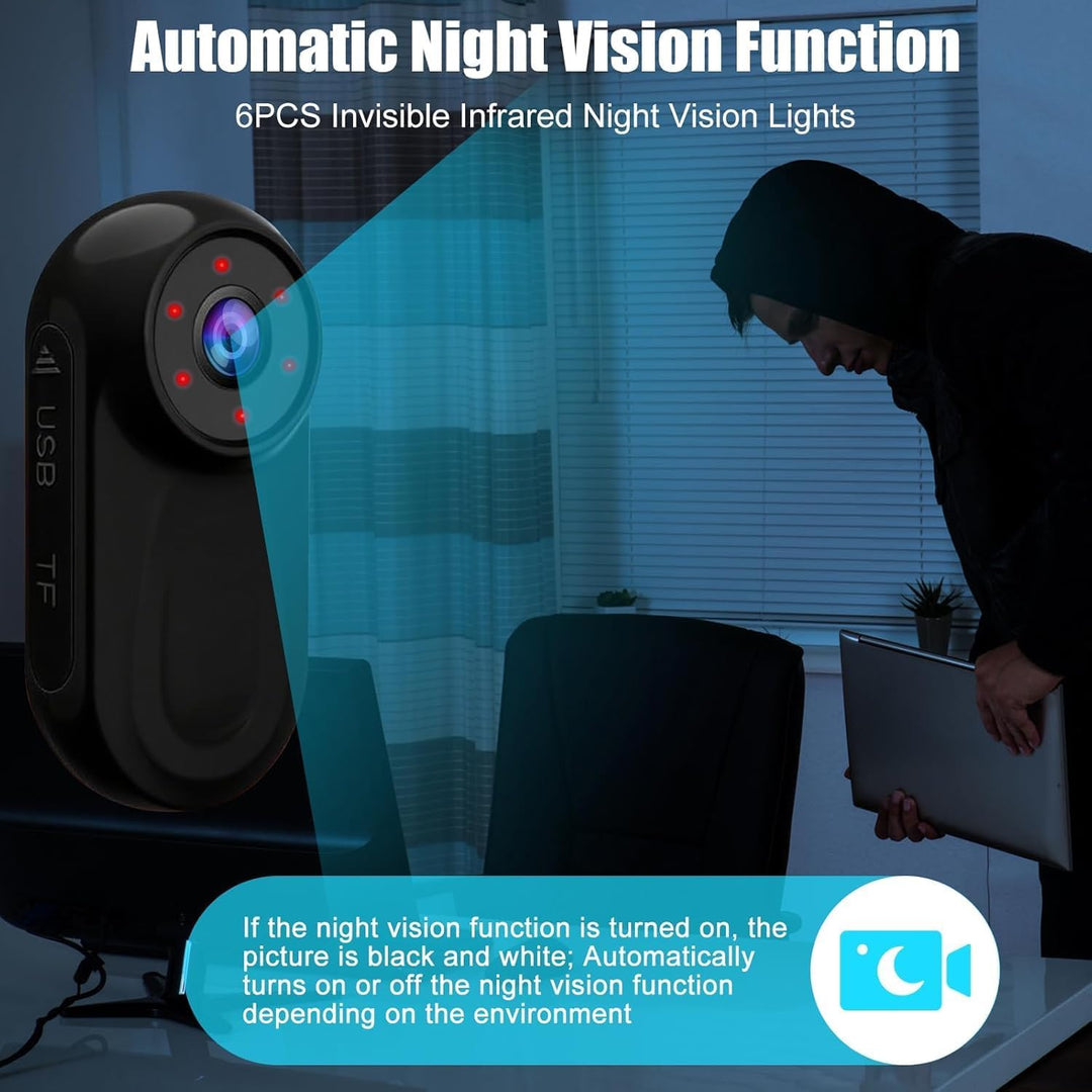 OBEST Mini Action Cam Nachtsicht 360 Action Kamera Bodycam mit 0,85 Display, 1080P Vlog POV Camera M
