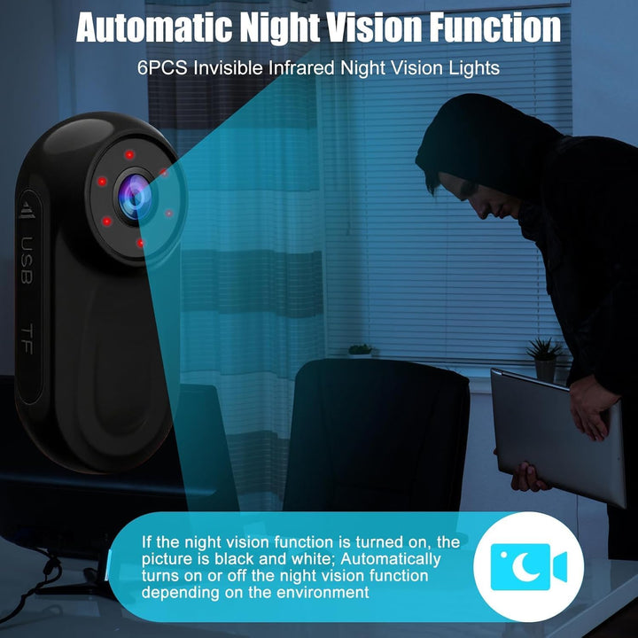 OBEST Mini Action Cam Nachtsicht 360 Action Kamera Bodycam mit 0,85 Display, 1080P Vlog POV Camera M