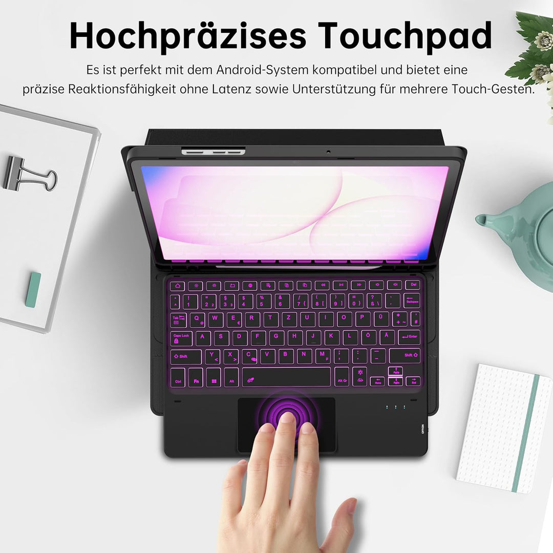 ROOFEI für Samsung Galaxy Tab A11 Plus/A9+ 11 Zoll Tastatur Hülle - 7 Farbig Hintergrundbeleuchtetes